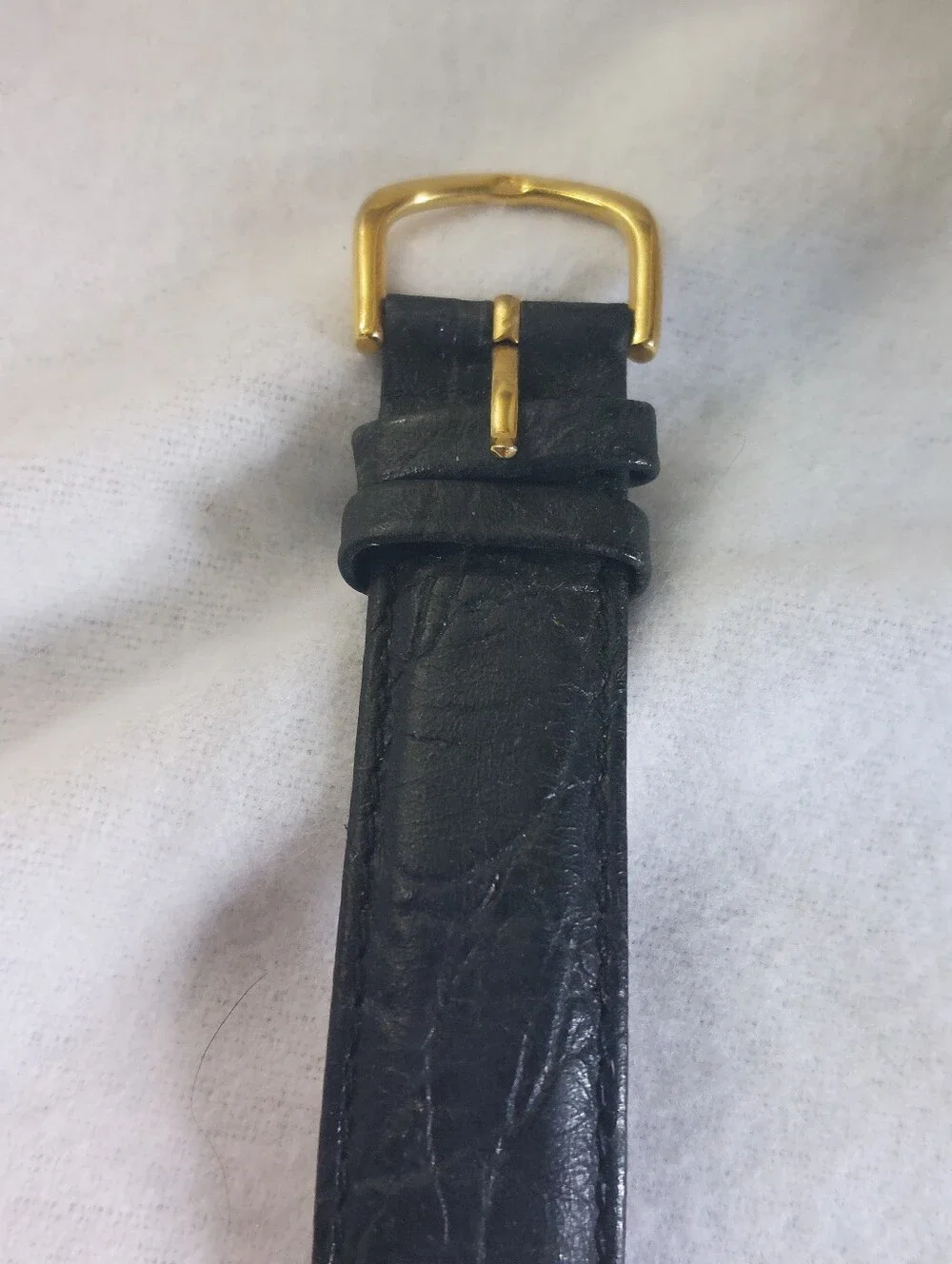 Vintage Estate Hampden Gold Golf Watch Golf Ball Bezel Leather Strap Works